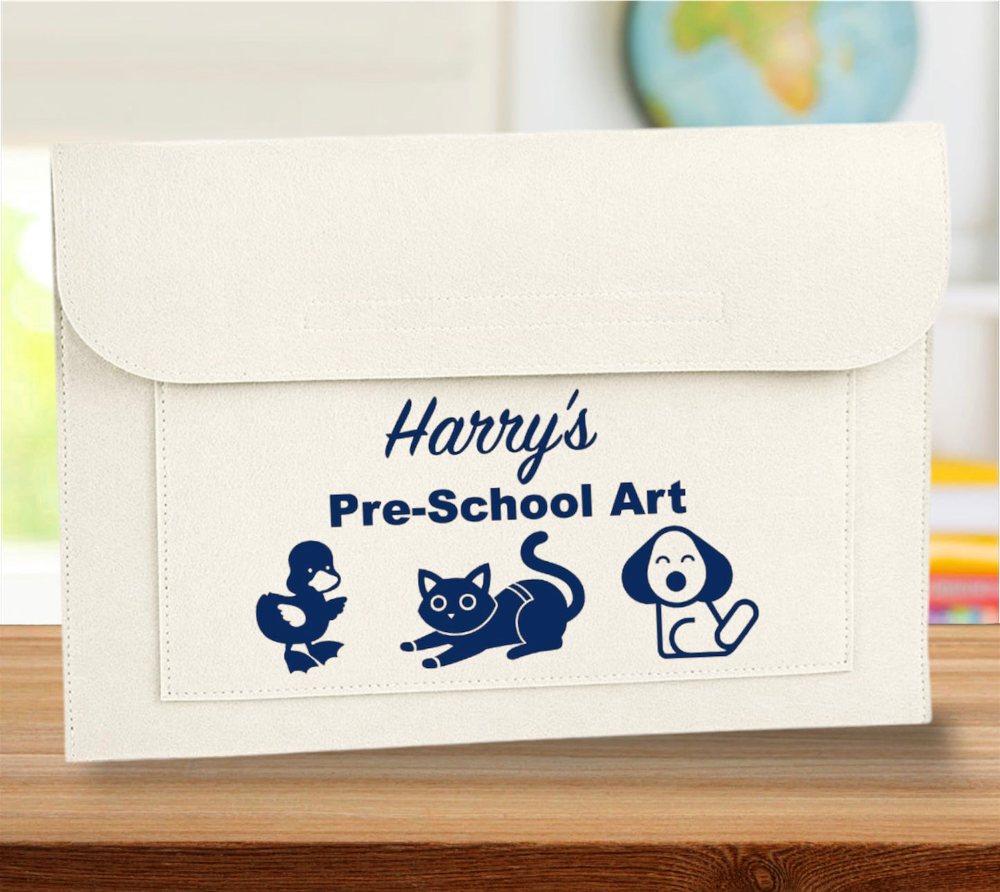 Personalised Felt Artwork Folder - Nursery / Pre-School - Animals