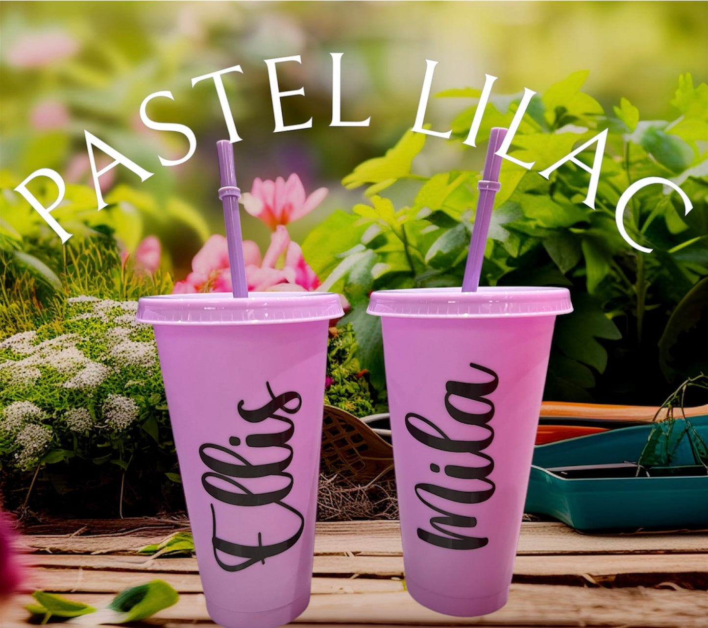 Personalised 24oz Coloured Cold Cups with Lid and Straw