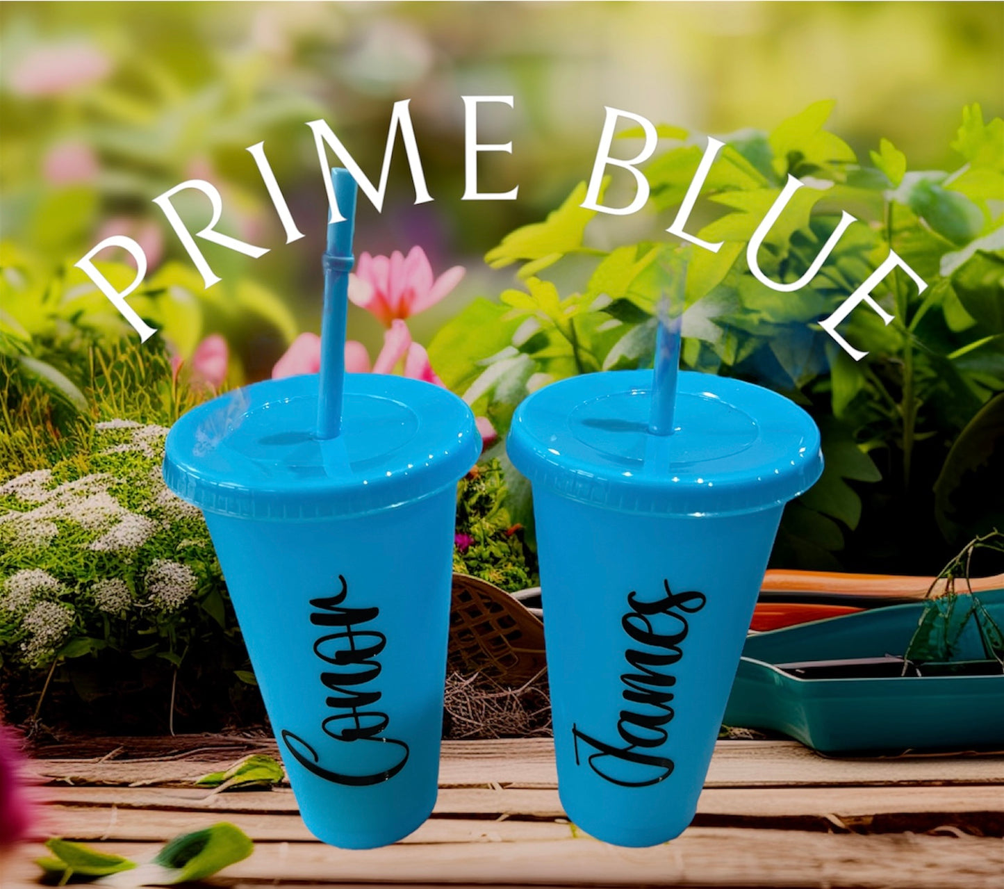 Personalised 24oz Coloured Cold Cups with Lid and Straw