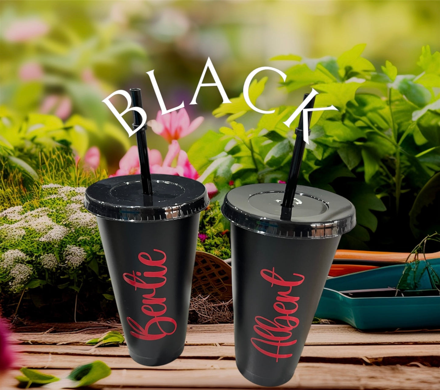 Personalised 24oz Coloured Cold Cups with Lid and Straw