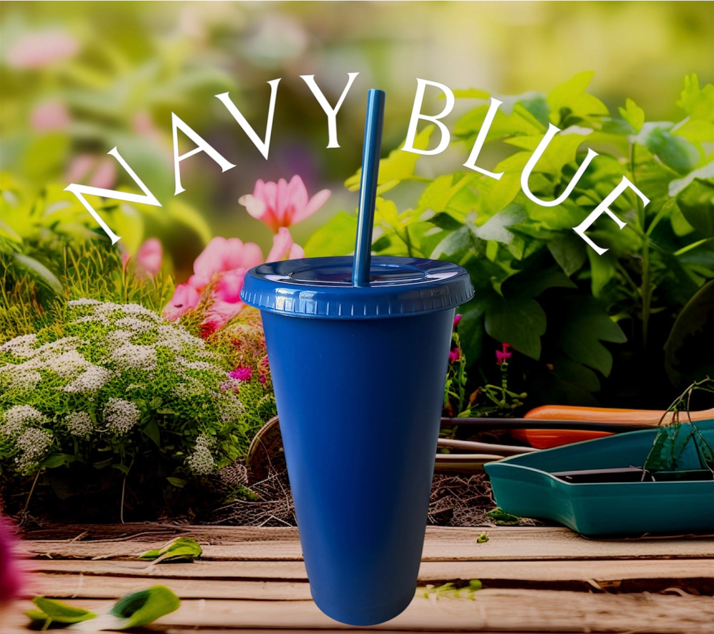 Personalised 24oz Coloured Cold Cups with Lid and Straw