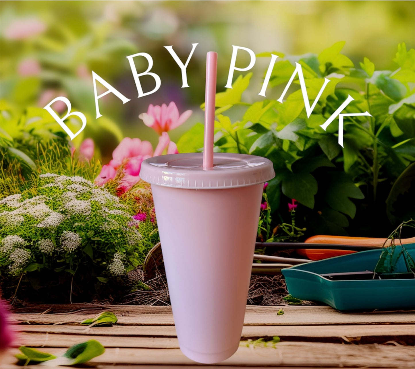 Personalised 24oz Coloured Cold Cups with Lid and Straw