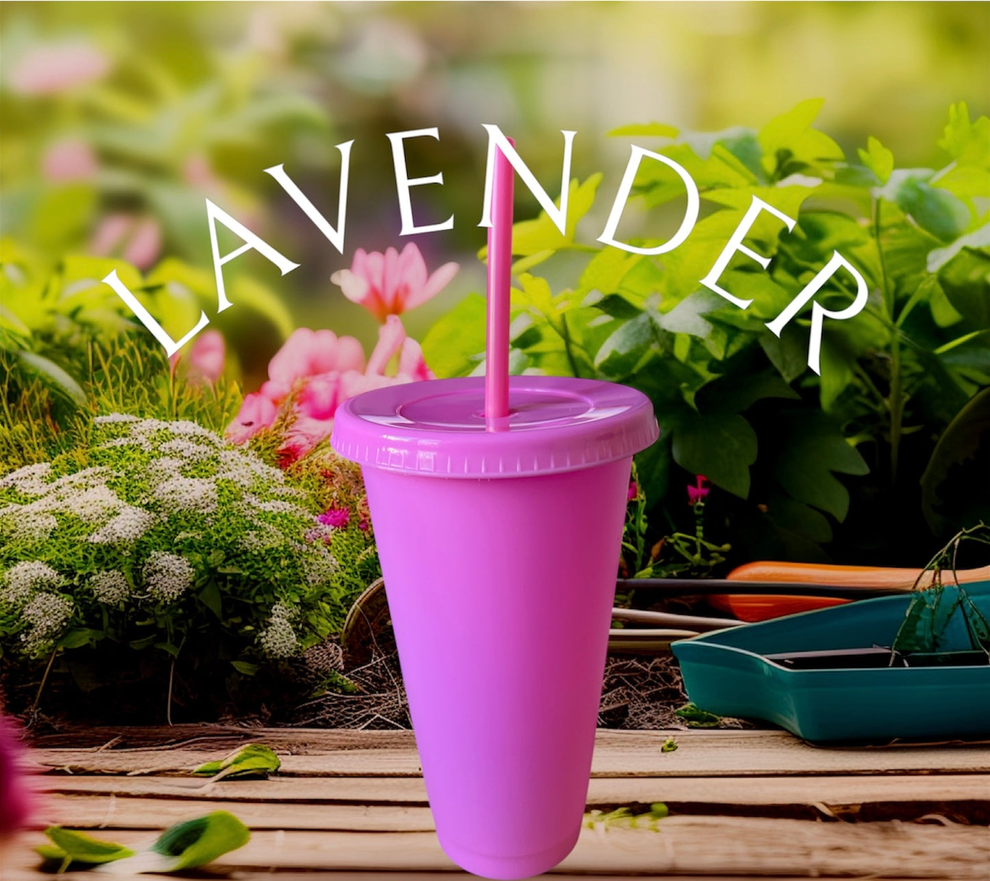 Personalised 24oz Coloured Cold Cups with Lid and Straw