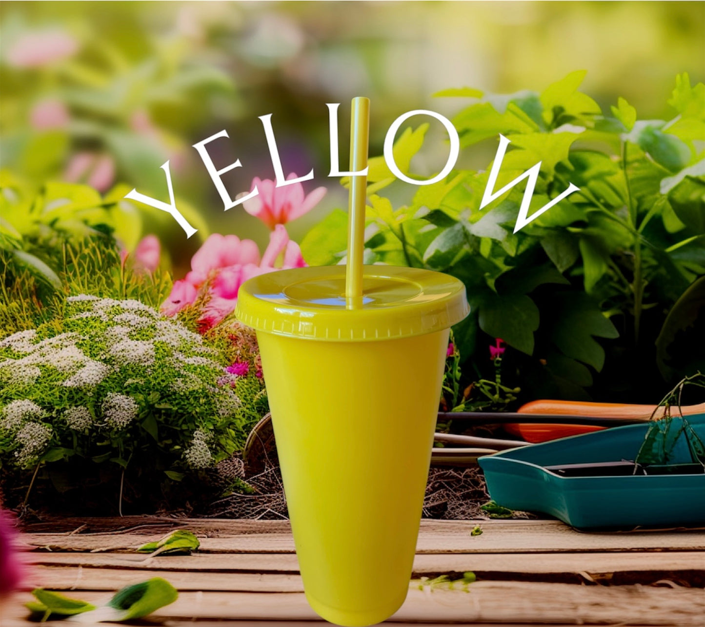 Personalised 24oz Coloured Cold Cups with Lid and Straw
