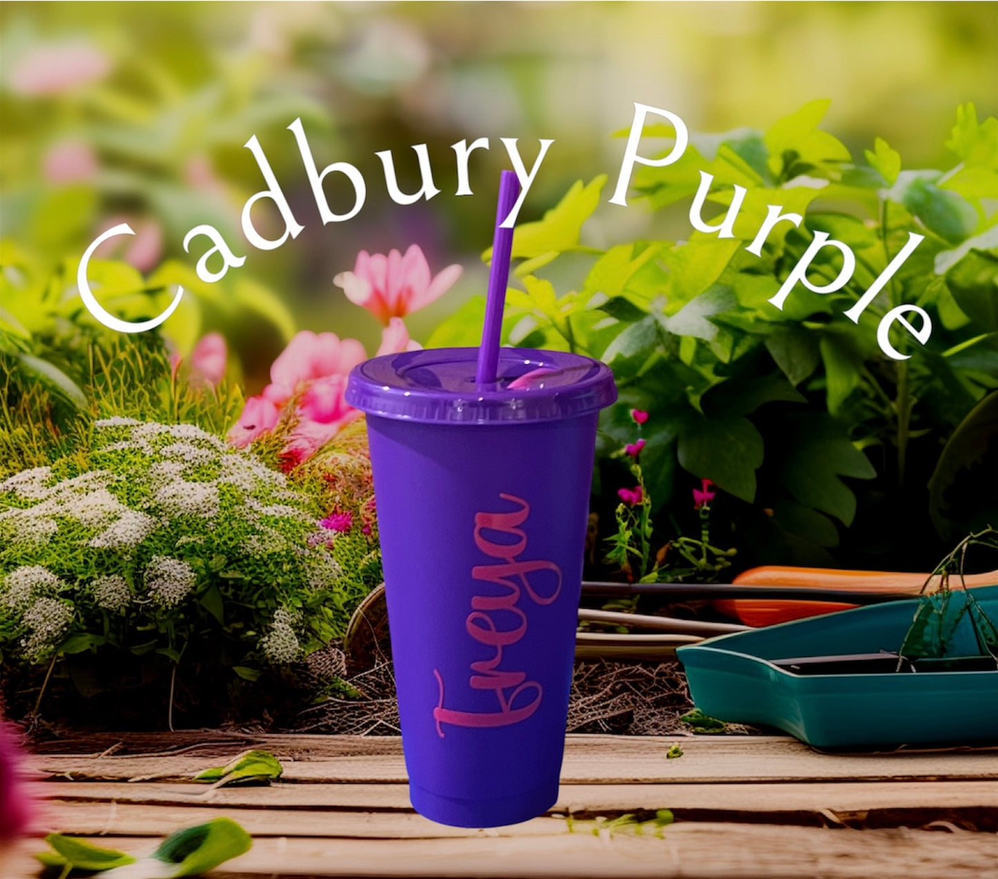 Personalised 24oz Coloured Cold Cups with Lid and Straw