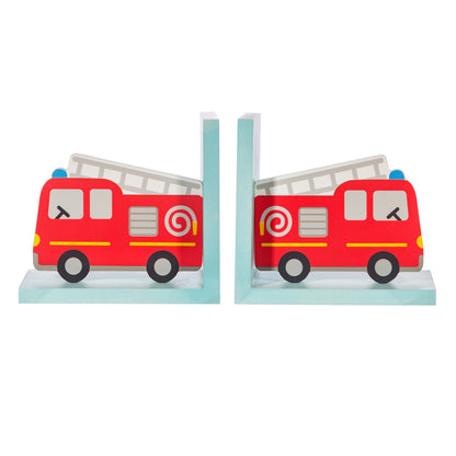 Personalised Red Fire Engine Bookends - Sass and Belle