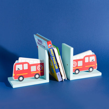 Personalised Red Fire Engine Bookends - Sass and Belle