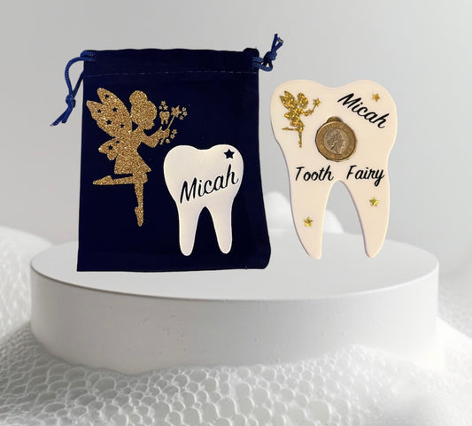 Tooth Fairy Coin Holder and Velvet Pouch