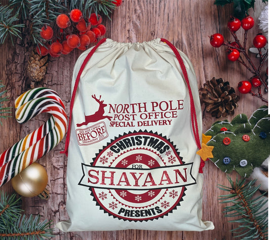 Personalised Luxury Cotton Christmas Sack