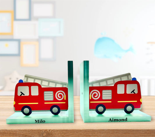 Personalised Red Fire Engine Bookends - Sass and Belle